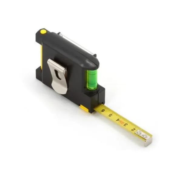  Measuring tape 2m, spirit level, memo pad, ball pen Crna