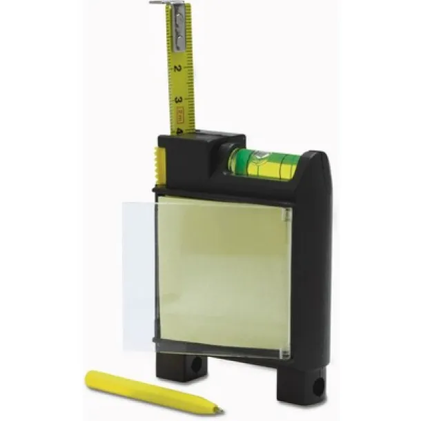  Measuring tape 2m, spirit level, memo pad, ball pen Crna