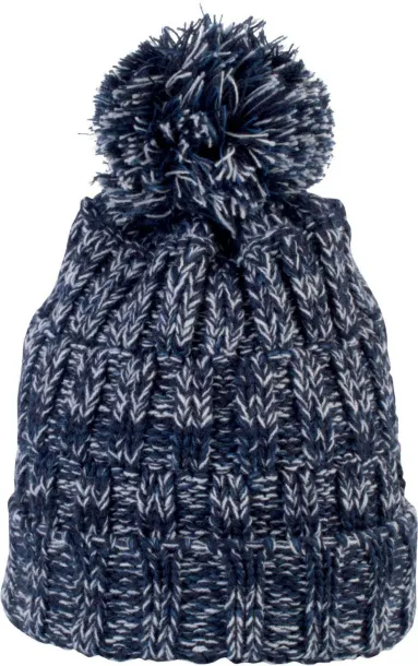  BOBBLE BEANIE - K-UP Navy Twist White