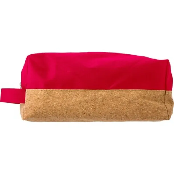  Cosmetic bag with cork finish red