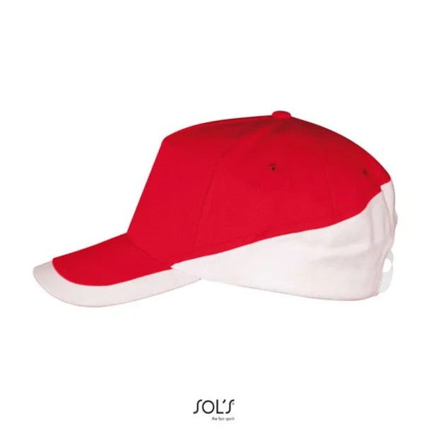 SOL'S BOOSTER  5 PANEL CONTRASTED CAP - SOL'S Red White