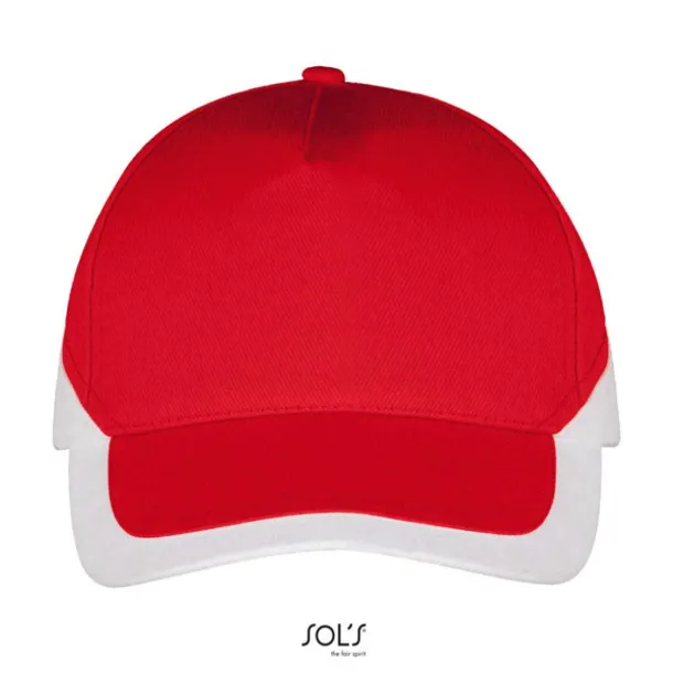 SOL'S BOOSTER  5 PANEL CONTRASTED CAP - SOL'S Red White