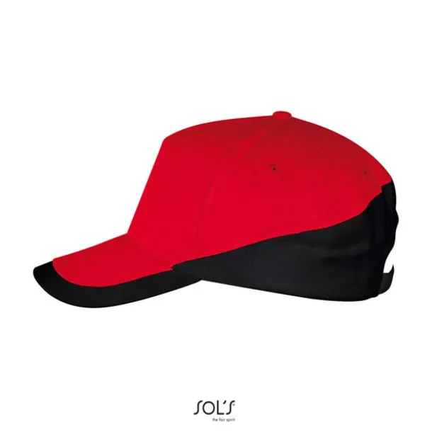 SOL'S BOOSTER  5 PANEL CONTRASTED CAP - SOL'S Red Black