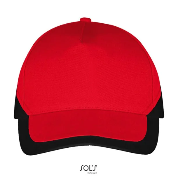 SOL'S BOOSTER  5 PANEL CONTRASTED CAP - SOL'S Red Black