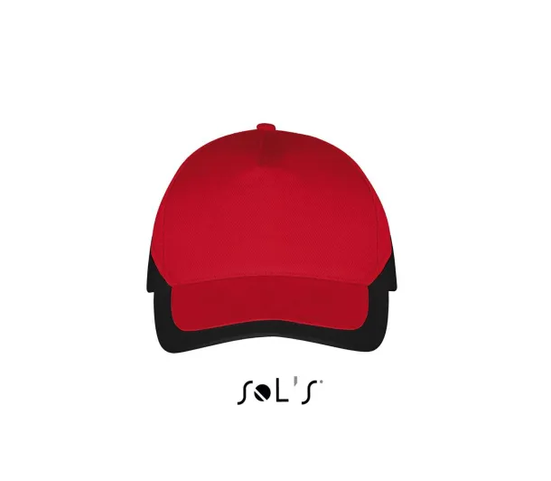 SOL'S BOOSTER  5 PANEL CONTRASTED CAP - SOL'S Red Black