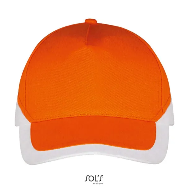 SOL'S BOOSTER  5 PANEL CONTRASTED CAP - SOL'S Orange White