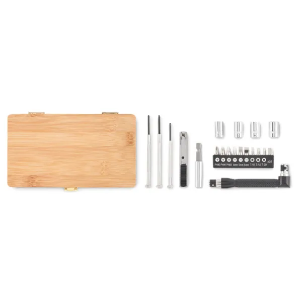 GALLAWAY 21 pcs tool set in bamboo case Wood