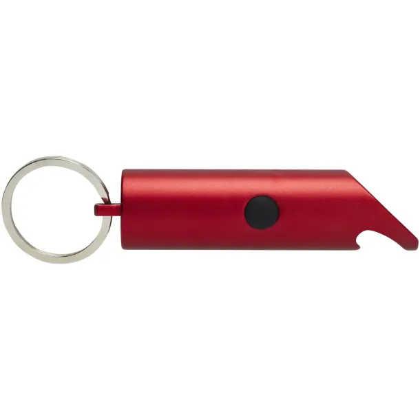 Flare RCS recycled aluminium IPX LED light and bottle opener with keychain Red