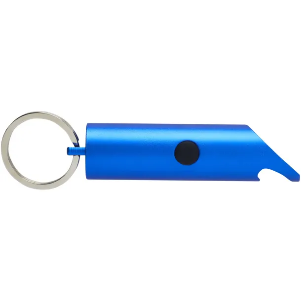 Flare RCS recycled aluminium IPX LED light and bottle opener with keychain Royal blue