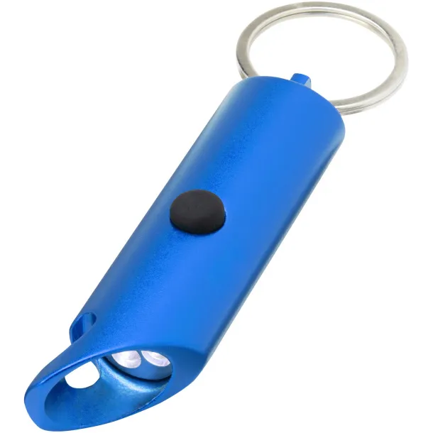 Flare RCS recycled aluminium IPX LED light and bottle opener with keychain Royal blue