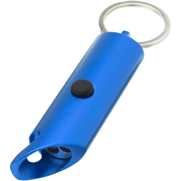 Flare RCS recycled aluminium IPX LED light and bottle opener with keychain Royal blue