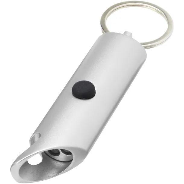 Flare RCS recycled aluminium IPX LED light and bottle opener with keychain Silver