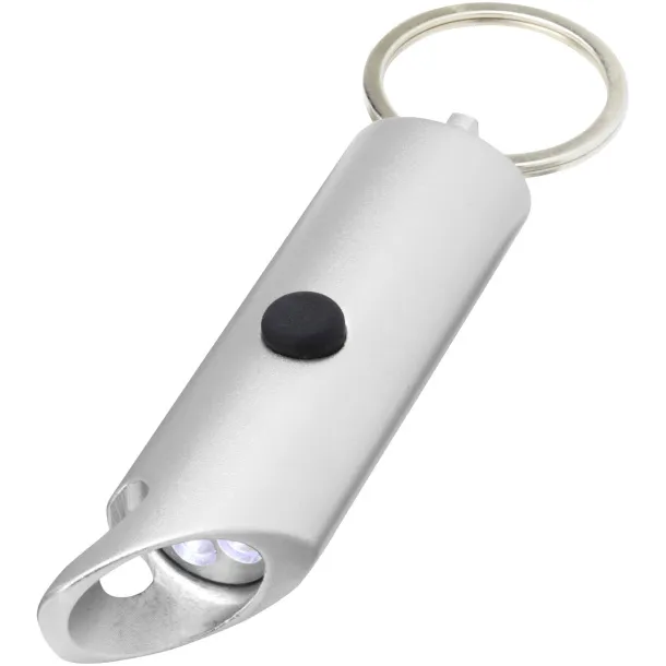 Flare RCS recycled aluminium IPX LED light and bottle opener with keychain Silver