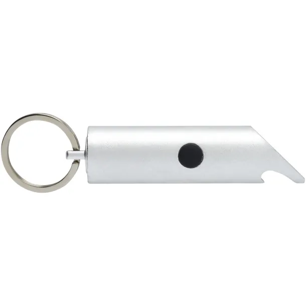 Flare RCS recycled aluminium IPX LED light and bottle opener with keychain Silver