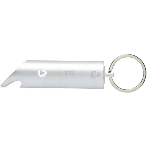 Flare RCS recycled aluminium IPX LED light and bottle opener with keychain Silver