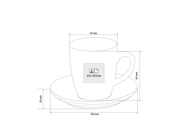 LUNGO šalica i tanjurić za Cappuccino, 150 ml Bijela