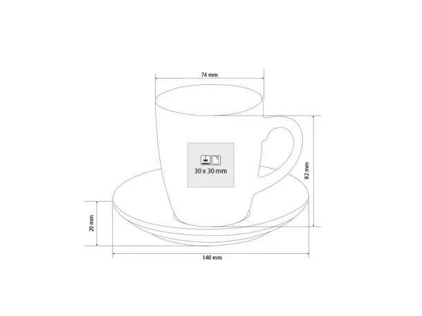 LUNGO šalica i tanjurić za Cappuccino, 150 ml Bijela