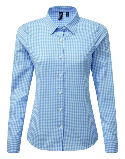  'MAXTON' CHECK WOMEN'S LONG SLEEVE SHIRT - Premier Light Blue White