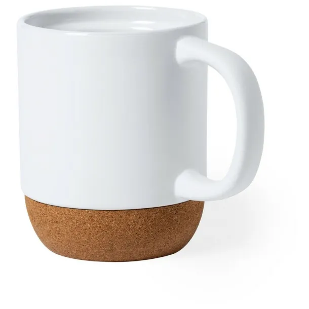  Ceramic mug 420 ml, cork detail white