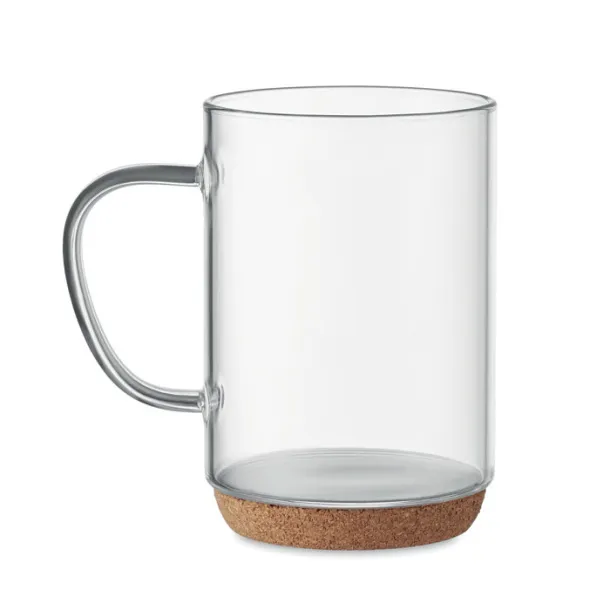 LISBO Glass mug 400ml with cork base Transparent