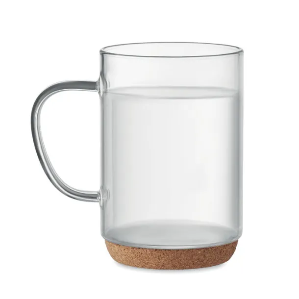 LISBO Glass mug 400ml with cork base Transparent