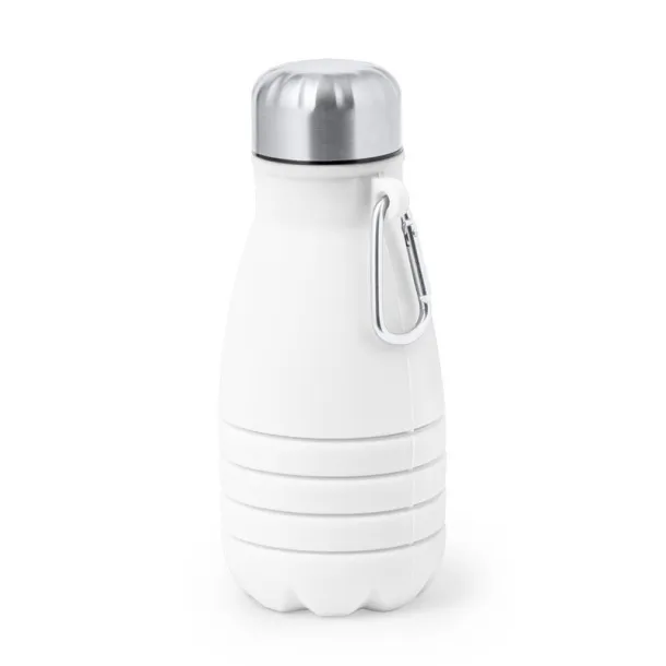  Foldable sports bottle 550 ml with carabiner clip white