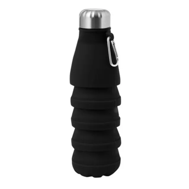  Foldable sports bottle 550 ml with carabiner clip black