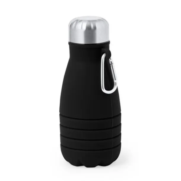  Foldable sports bottle 550 ml with carabiner clip black