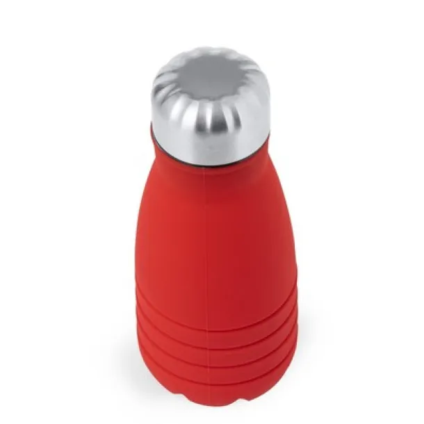  Foldable sports bottle 550 ml with carabiner clip red