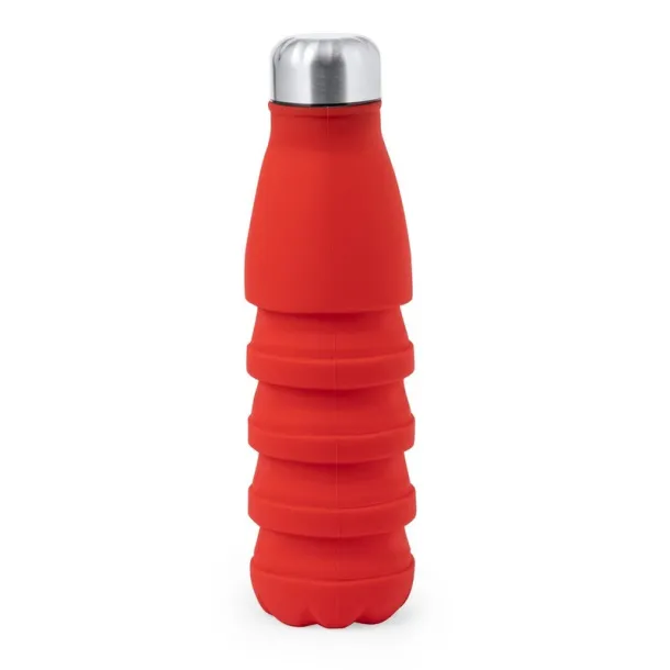  Foldable sports bottle 550 ml with carabiner clip red