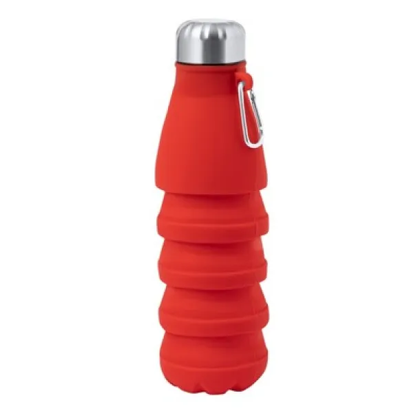  Foldable sports bottle 550 ml with carabiner clip red