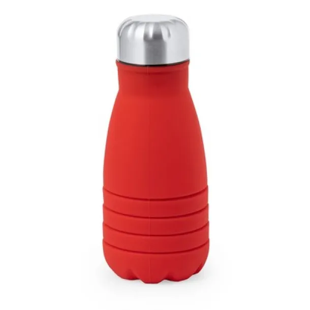  Foldable sports bottle 550 ml with carabiner clip Crvena