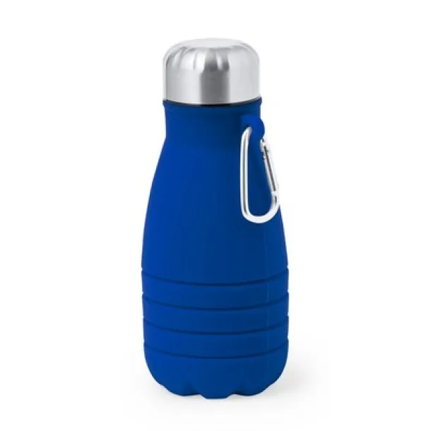  Foldable sports bottle 550 ml with carabiner clip Plava