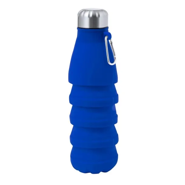  Foldable sports bottle 550 ml with carabiner clip blue