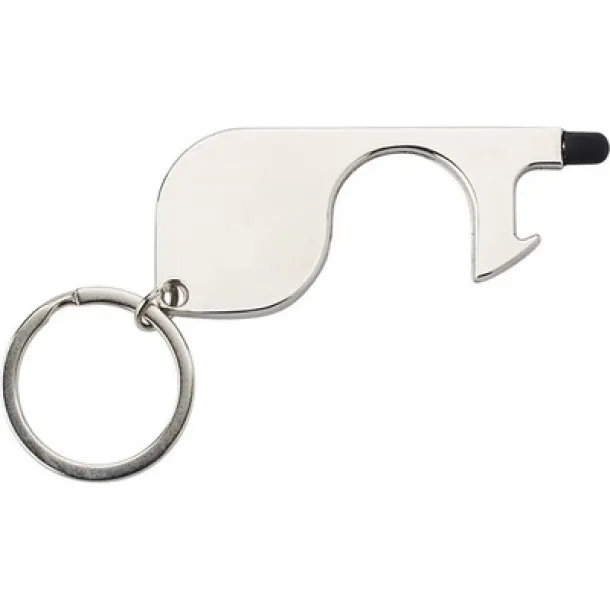  Keyring, anti-contact holder for door opening, touch pen and shopping cart coin silver