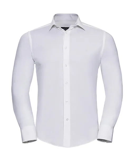  Fitted Stretch Shirt LS - Russell Collection Bijela