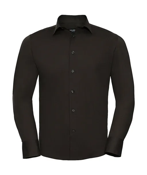  Fitted Stretch Shirt LS - Russell Collection Chocolate