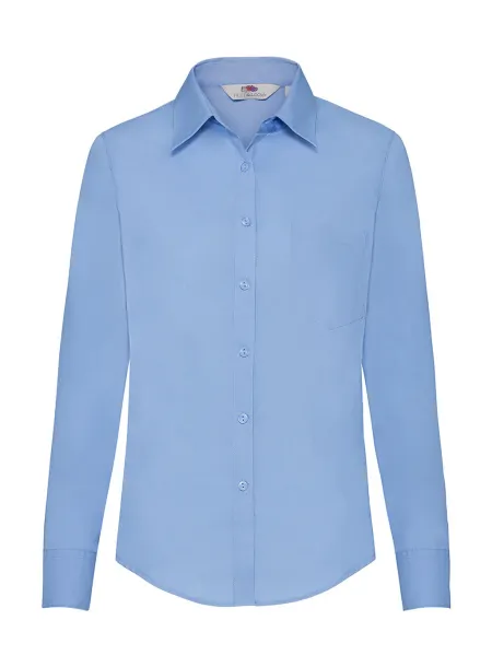  Ladies Poplin Shirt LS - Fruit of the Loom Mid Blue