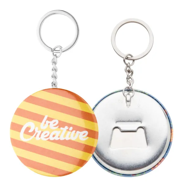 KeyBadge Bottle pin button keyring Silver White