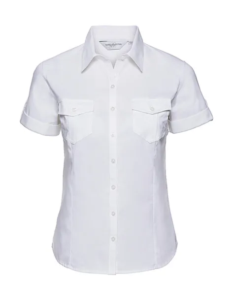  Ladies' Roll Sleeve Shirt - Russell Collection Bijela