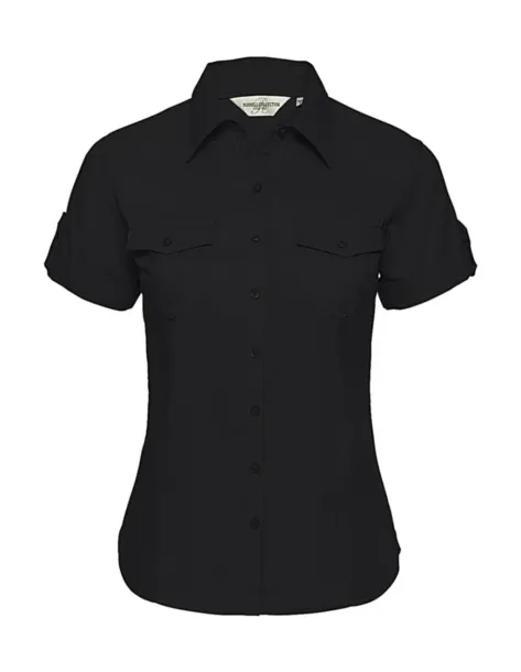  Ladies' Roll Sleeve Shirt - Russell Collection Black