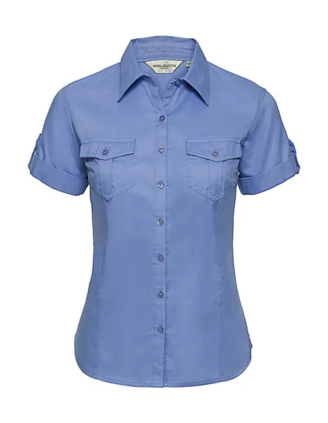  Ladies' Roll Sleeve Shirt - Russell Collection Plava