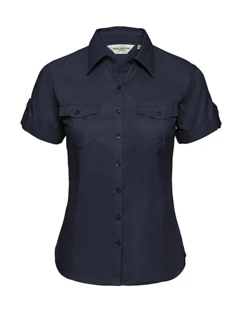  Ladies' Roll Sleeve Shirt - Russell Collection French Navy