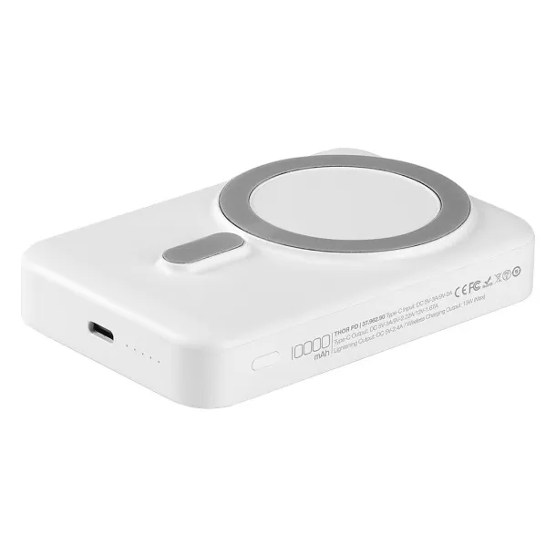 THOR PD Power bank s magnetom 10.000 mAh, bežični punjač, ​​15W White