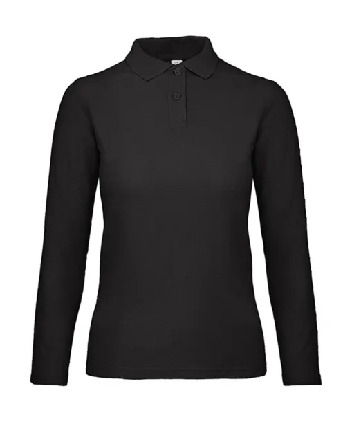  Ženska polo majica dugih rukava, 180 g/m² - B&C Crna