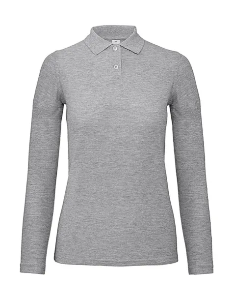  Ženska polo majica dugih rukava, 180 g/m² - B&C Heather Grey