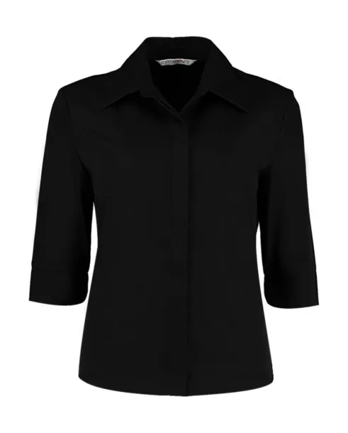  Women's Tailored Fit Continental Blouse 3/4 Sleeve - Kustom Kit Black