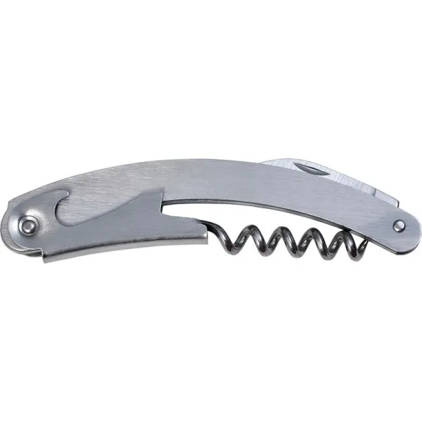  Waiter's knife, bottle opener, corkscrew, foil cutter silver