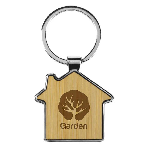 HOUSE Metal keyring with wooden insert Cream Bež