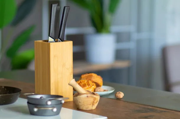 Santoku bamboo knife block Natural